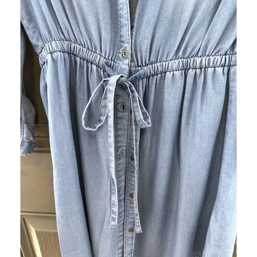 NWT 100% Tencel Love Tree Denim Shirt Dress Medium Light Blue Cowgirl Chic